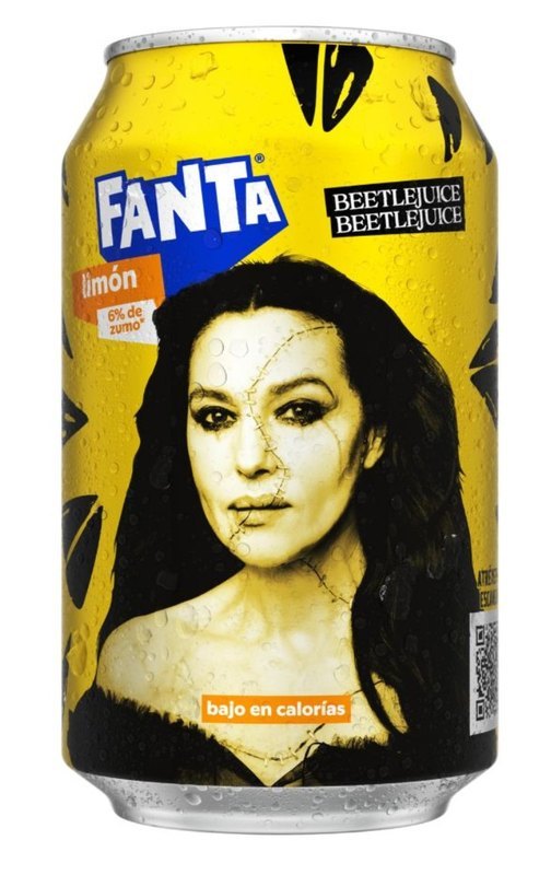 Fanta Lemon Beetlejuice can with Monica Bellucci as Delores