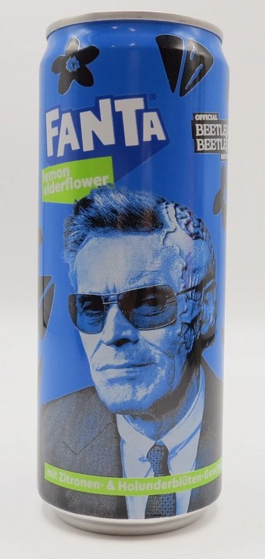 Fanta Lemon Elderflower Beetlejuice can with Willem Dafoe