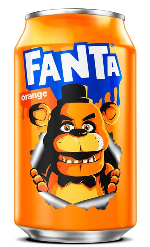 Fanta Orange can featuring Freddy Fazbear from Five Nights at Freddy's