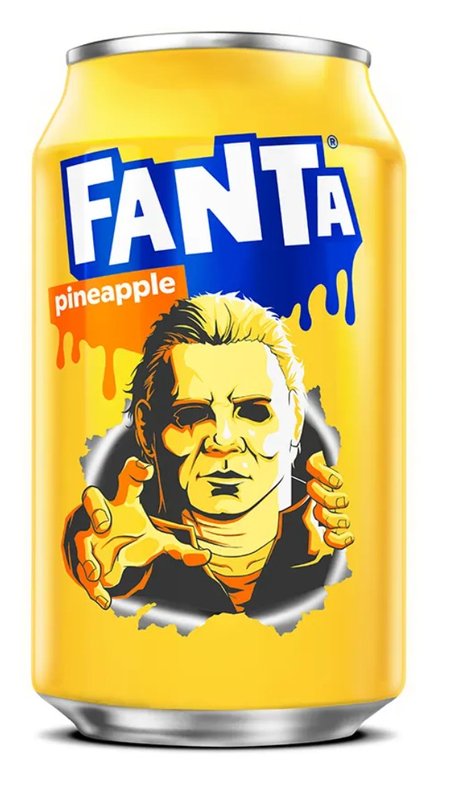 Fanta Pineapple can featuring Michael Myers from Halloween