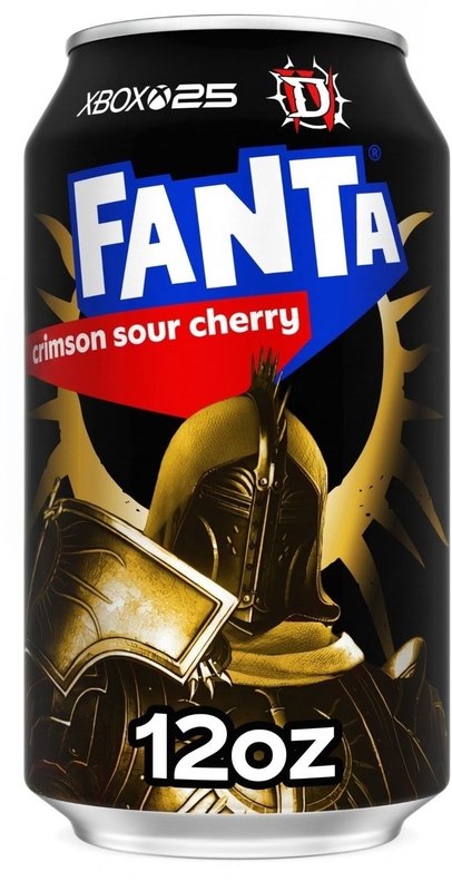 Fanta Crimson Sour Cherry 12oz can with the Diablo knight