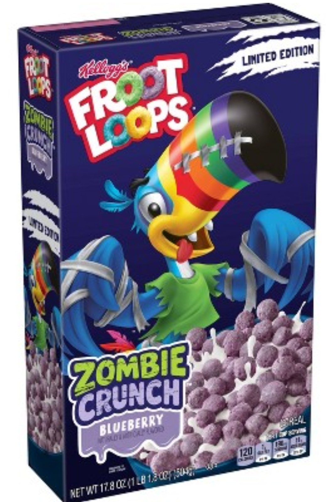 Froot Loops Zombie Crunch Blueberry Limited Edition cereal box