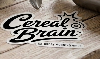 Cereal Brain Saturday Morning Vibes die-cut sticker